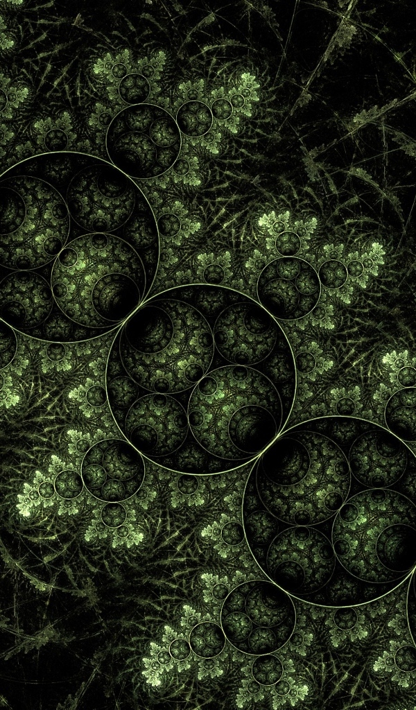 Зеленый растительный узор с кругами