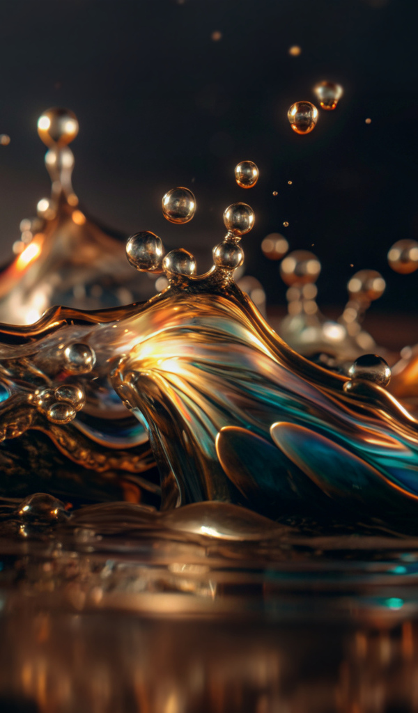 Брызги жидкости на темном фоне