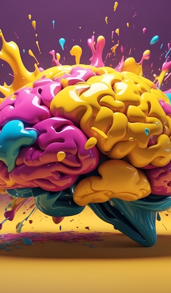 Разноцветный взрыв мозга 3д графика