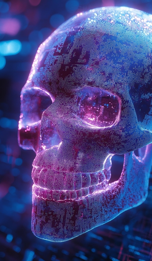 Неоновый фиолетовый цифровой череп