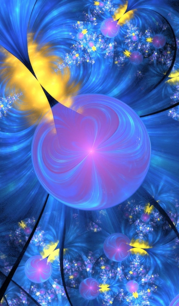 Неоновые абстрактные круги с разводами