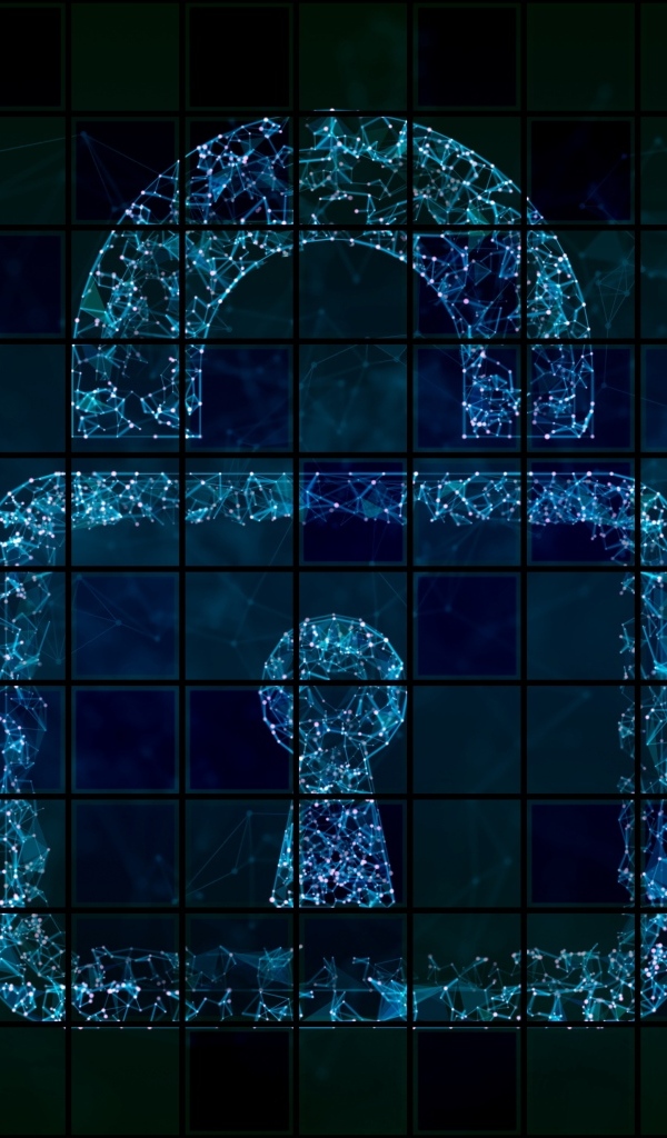 Неоновый замок на клетчатом фоне