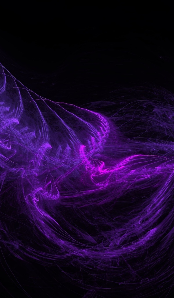 Фиолетовые волнистые узоры на черном фоне