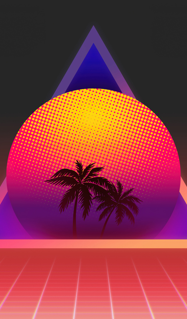 Пирамида с шаром и пальмами