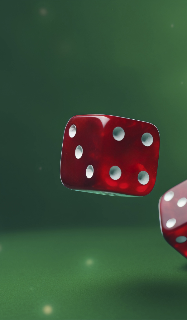 Красные 3д кубики на зеленом фоне