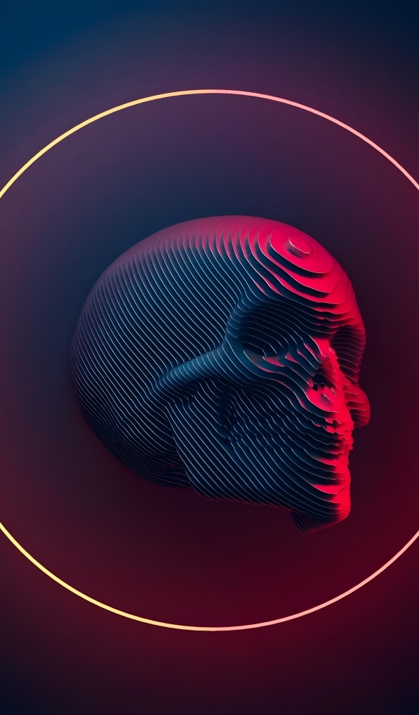 Череп в кругу на черном фоне