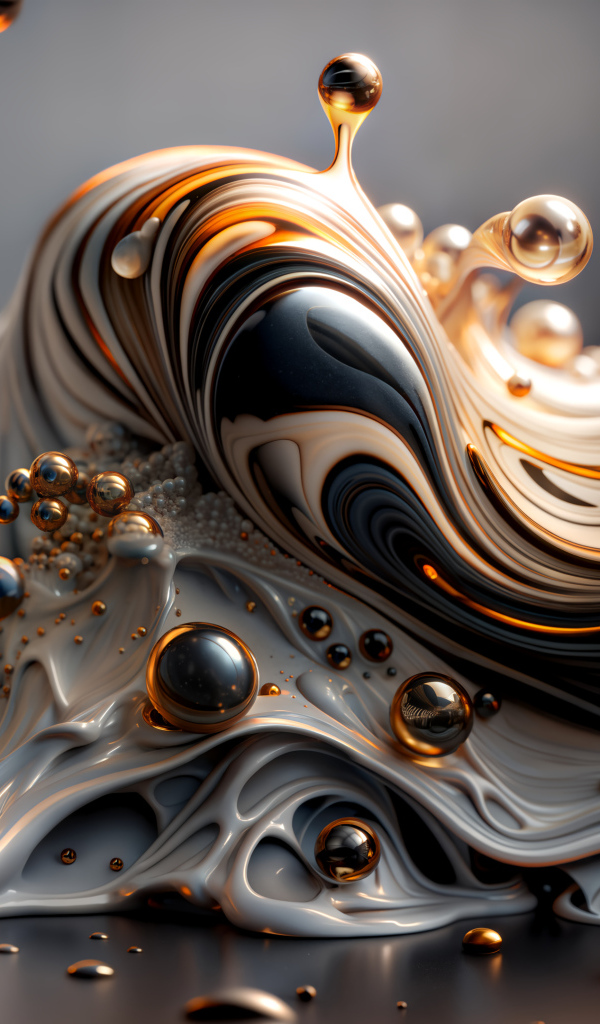 Волна из разноцветной краски с шариками