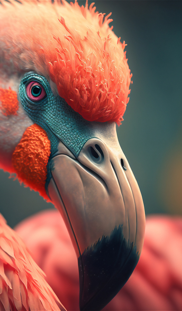 Большой нарисованный розовый фламинго