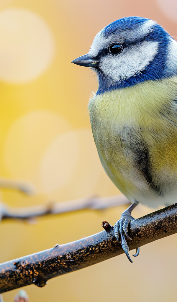 Маленькая синица сидит на ветке