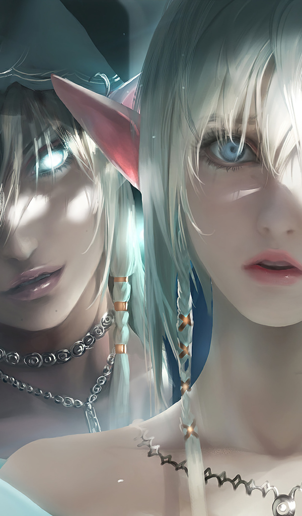 Девушка и парень аниме с светящимися глазами