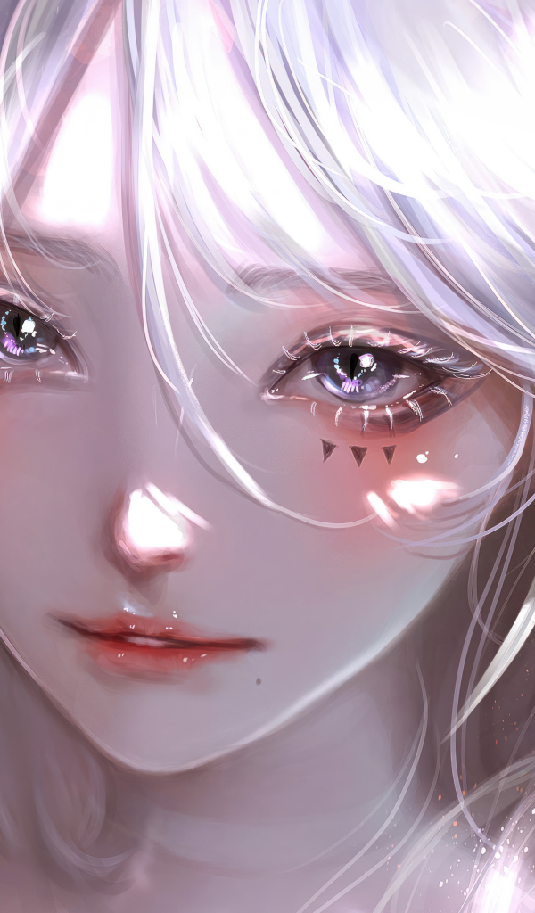 Красивая девушка аниме с необычными глазами