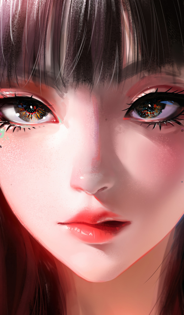 Большие красивые глаза девушки аниме