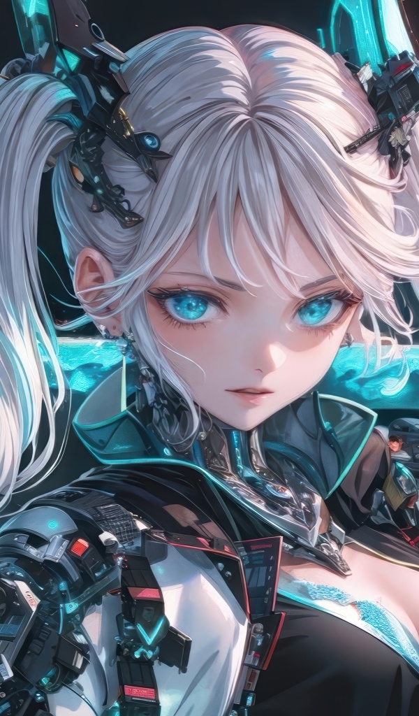 Девушка аниме блондинка с катаной на плече