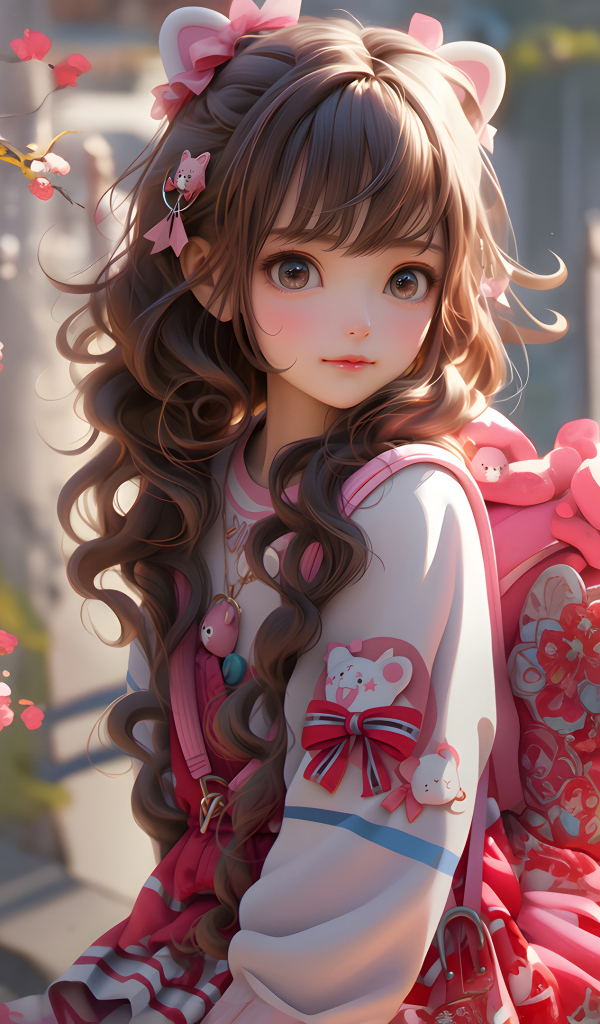 Милая девочка аниме с рюкзаком