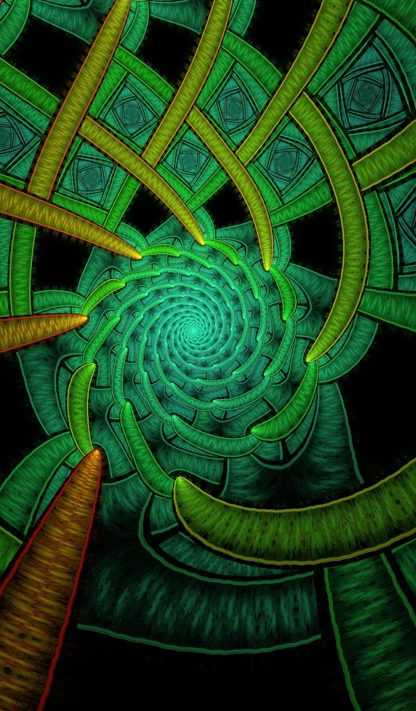 Зеленый фрактальный  красивый узор 