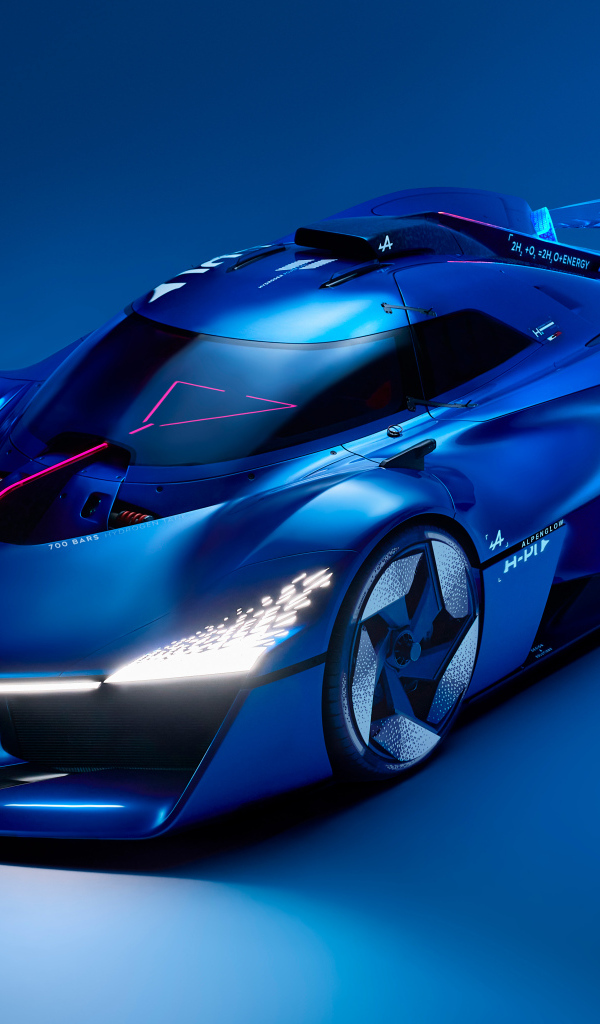 Синий автомобиль Alpine Alpenglow Hy4 2024 года вид спереди