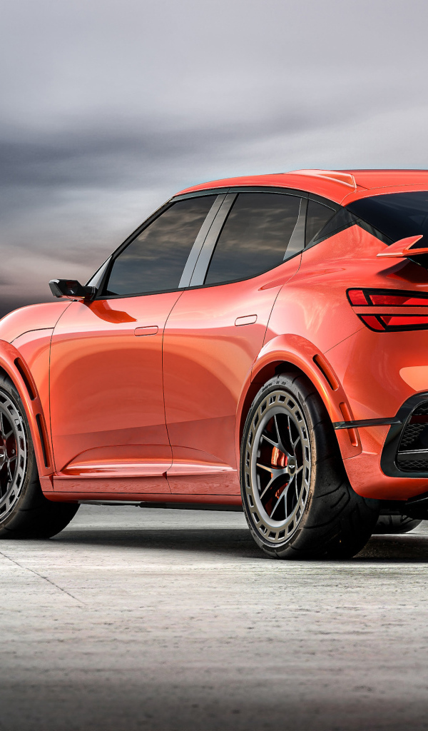 Вид сзади на автомобиль Genesis GV60 Magma Concept 2024 года