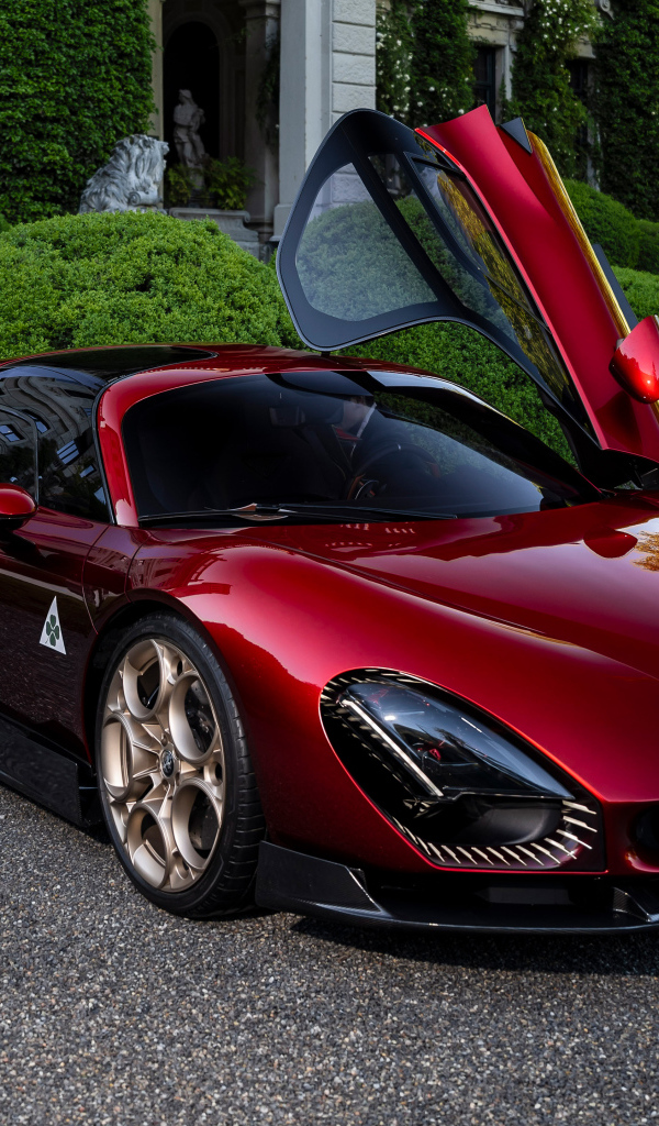 Бордовый автомобиль Alfa Romeo 33 Stradale