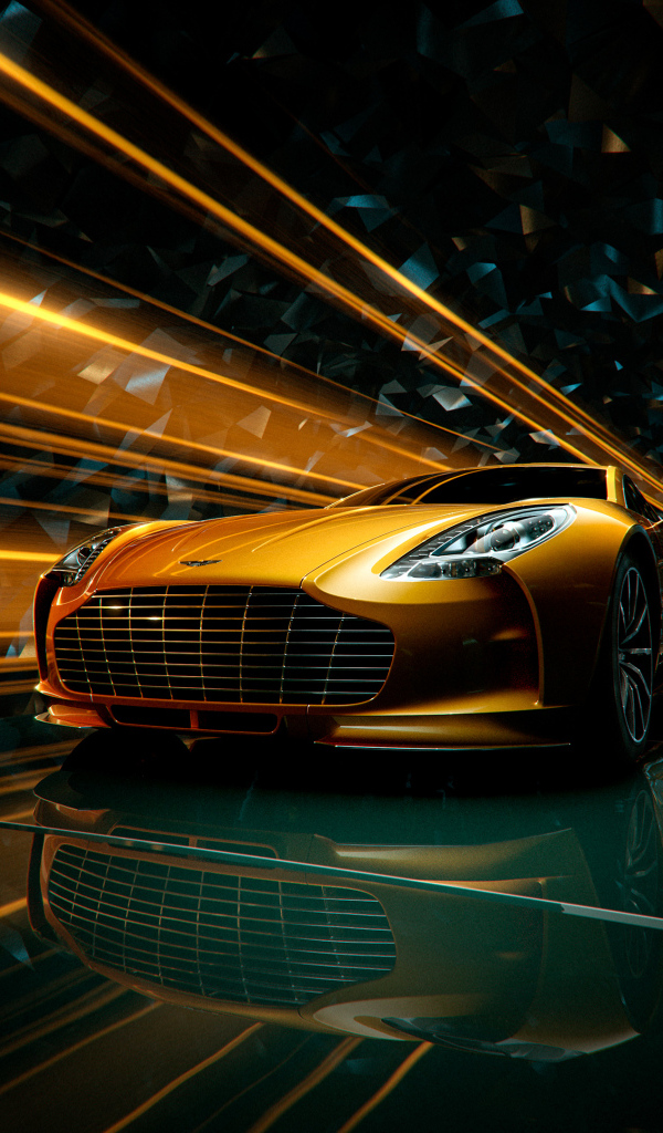 Оранжевый автомобиль Aston Martin One 77