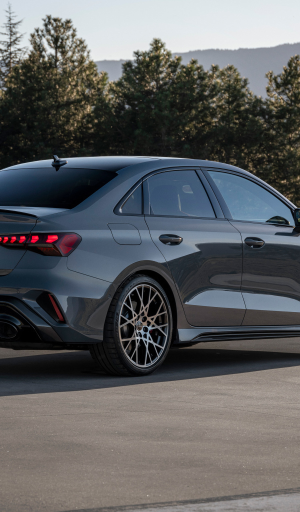 Вид сзади на автомобиль Audi RS 3 Sedan 2024 года