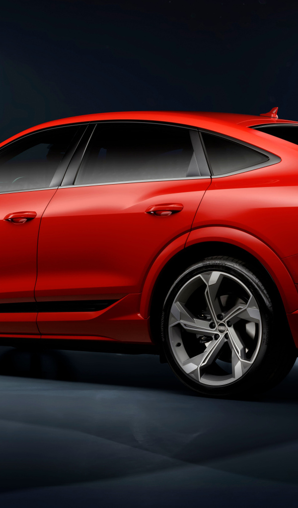 Вид сзади на красный автомобиль Audi SQ8 Sportback E-Tron Quattro 2024 года