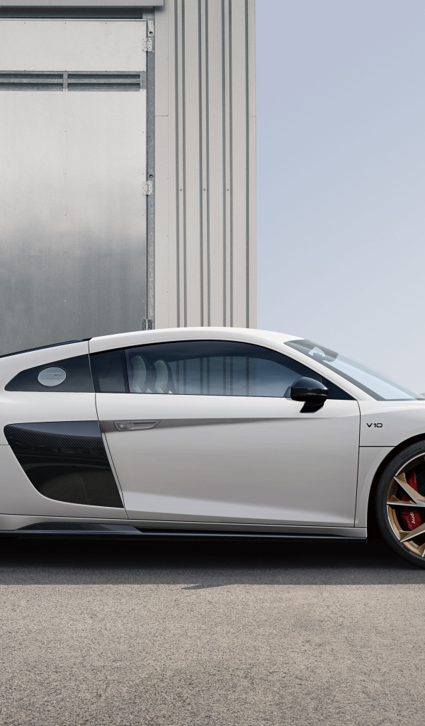 Вид сбоку на автомобиль Audi R8 V10