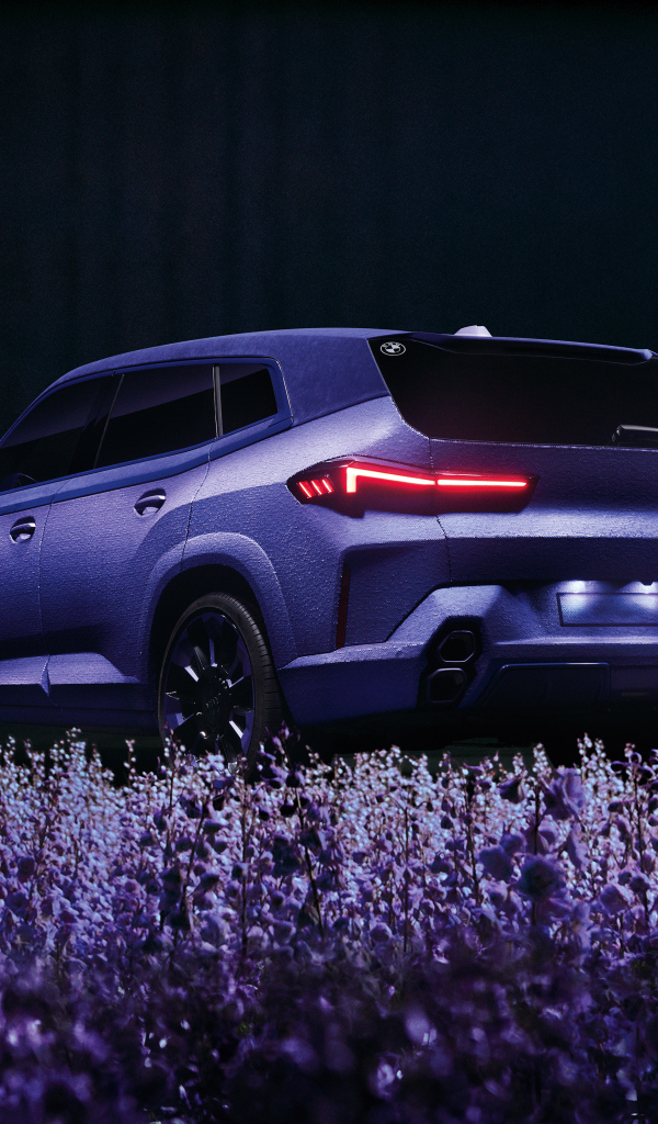 Автомобиль BMW XM Mystique Allure в цветах лаванды вид сзади