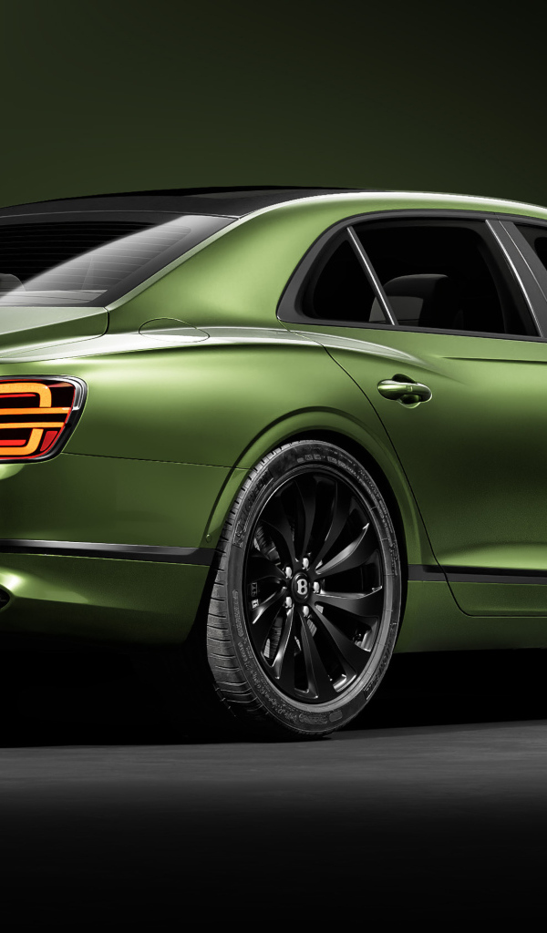 Зеленый автомобиль Bentley Flying Spur вид сзади