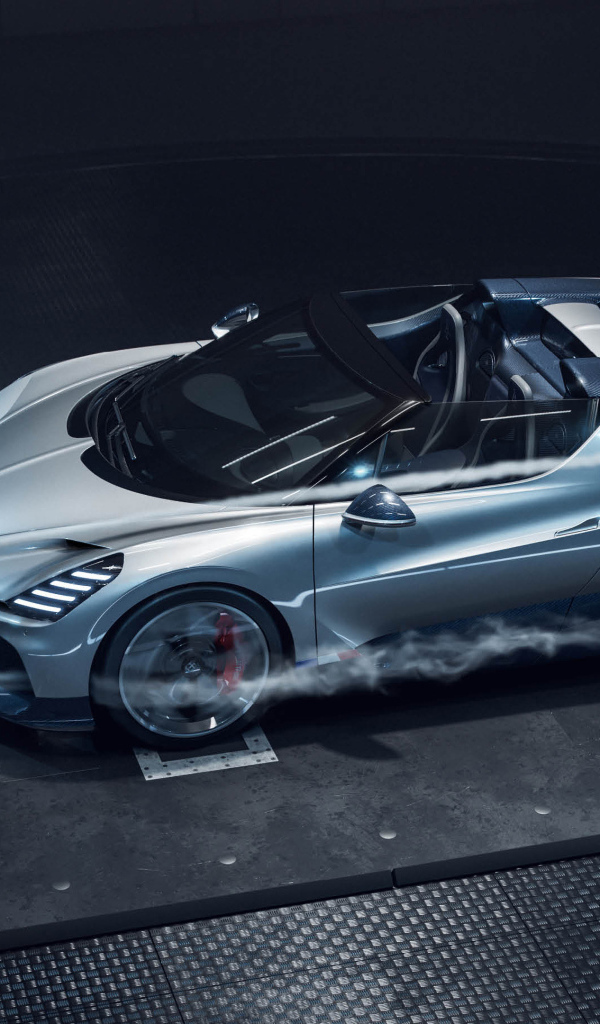 Вид сверху на автомобиль Bugatti W16 Mistral Roadster