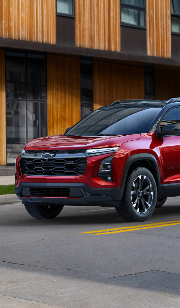 Красный автомобиль Chevrolet Equinox RS 2025 года