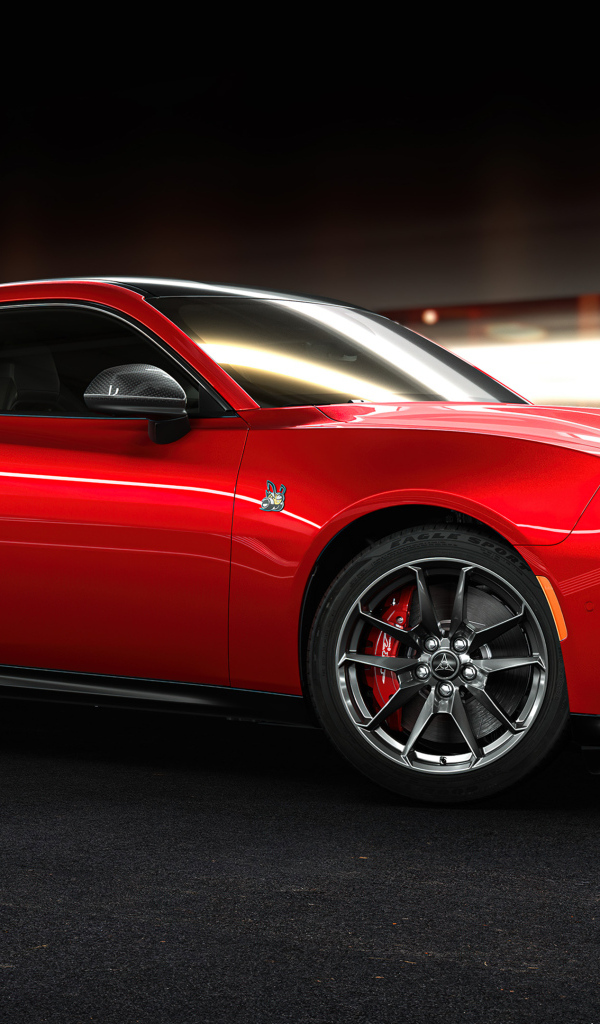 Красный автомобиль Dodge Charger Daytona Scat Pack 2024 года