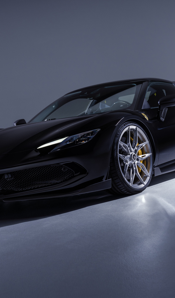 Черный быстрый автомобиль Novitec Ferrari 296 GTB Aero 2024 года