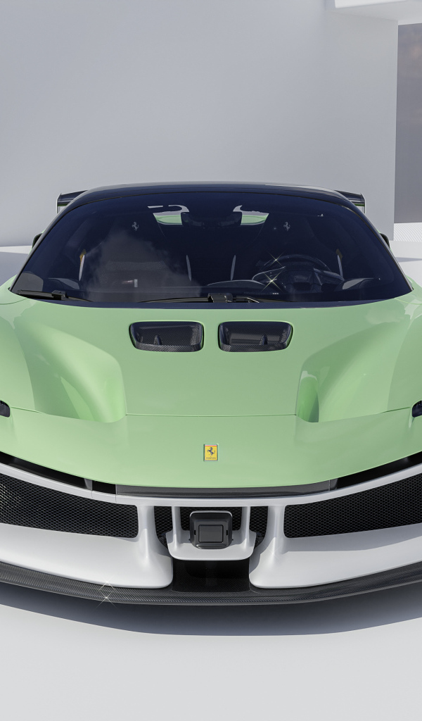 Вид спереди на автомобиль Ferrari SF90 XX Spider