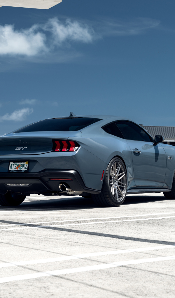 Вид сзади на автомобиль Ford Mustang GT