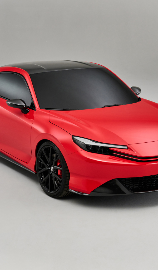 Красный автомобиль Honda Prelude Concept 2024 года на сером фоне
