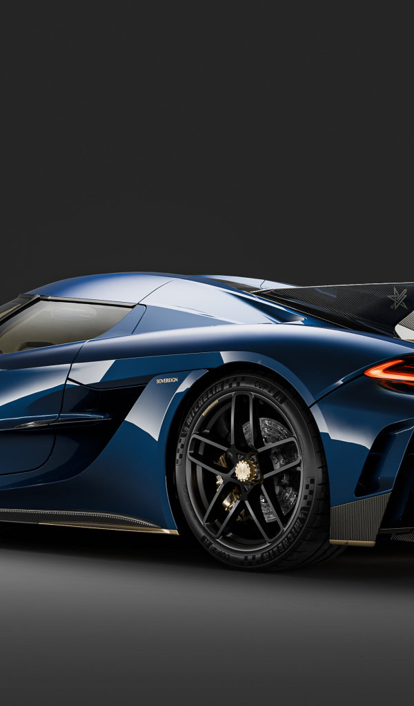 Синий автомобиль Koenigsegg Jesko Absolut