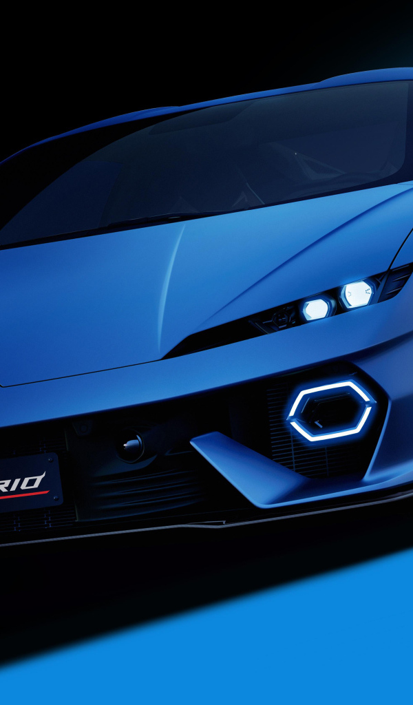 Синий автомобиль  Lamborghini Temerario 2024 года