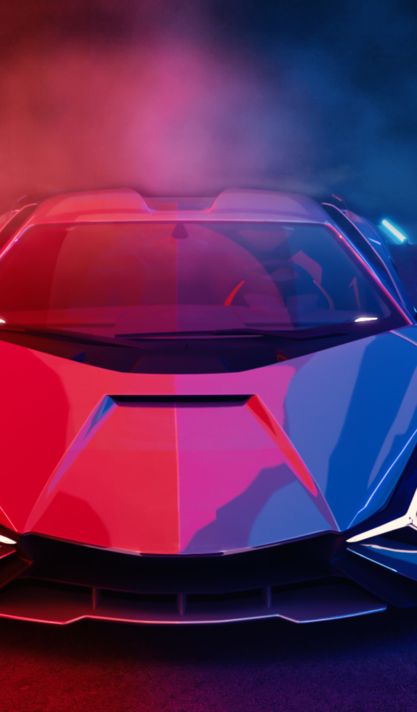Автомобиль Lamborghini Sián FKP 37 Neon в дыму