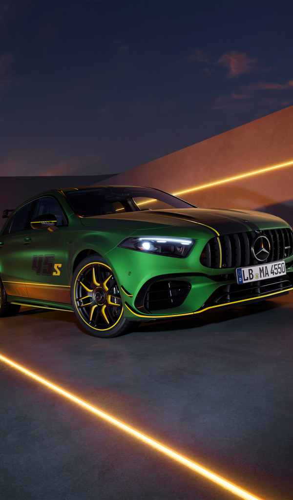 Expensive car Mercedes-AMG A 45 S 4MATIC+ Final Edition green