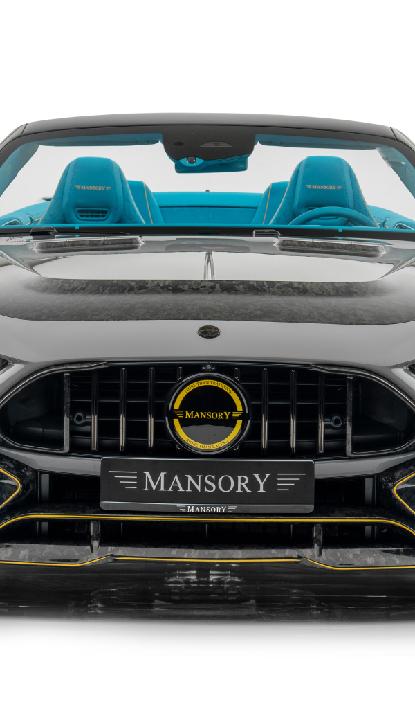 Вид спереди на черный автомобиль Mansory Mercedes-AMG SL 63 4MATIC+ Widebody
