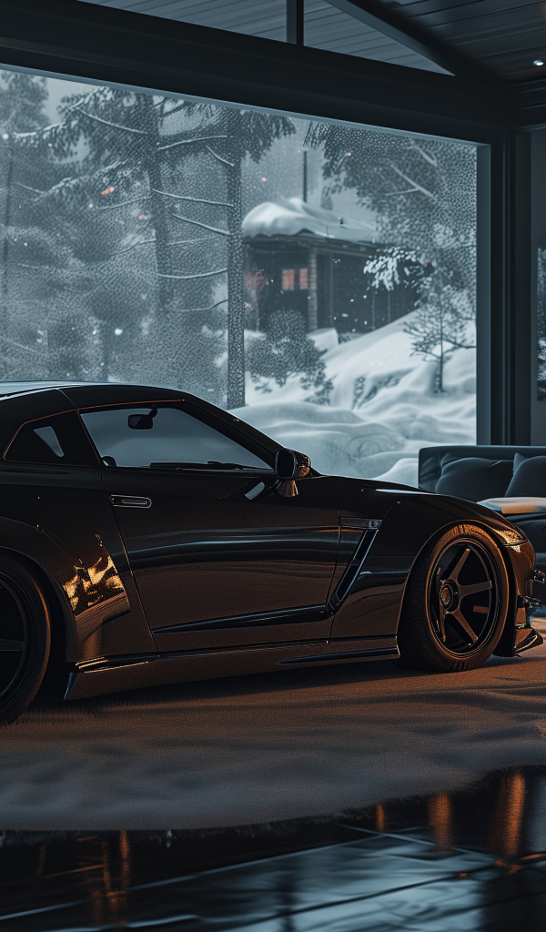 Автомобиль Nissan Skyline GT-R в комнате