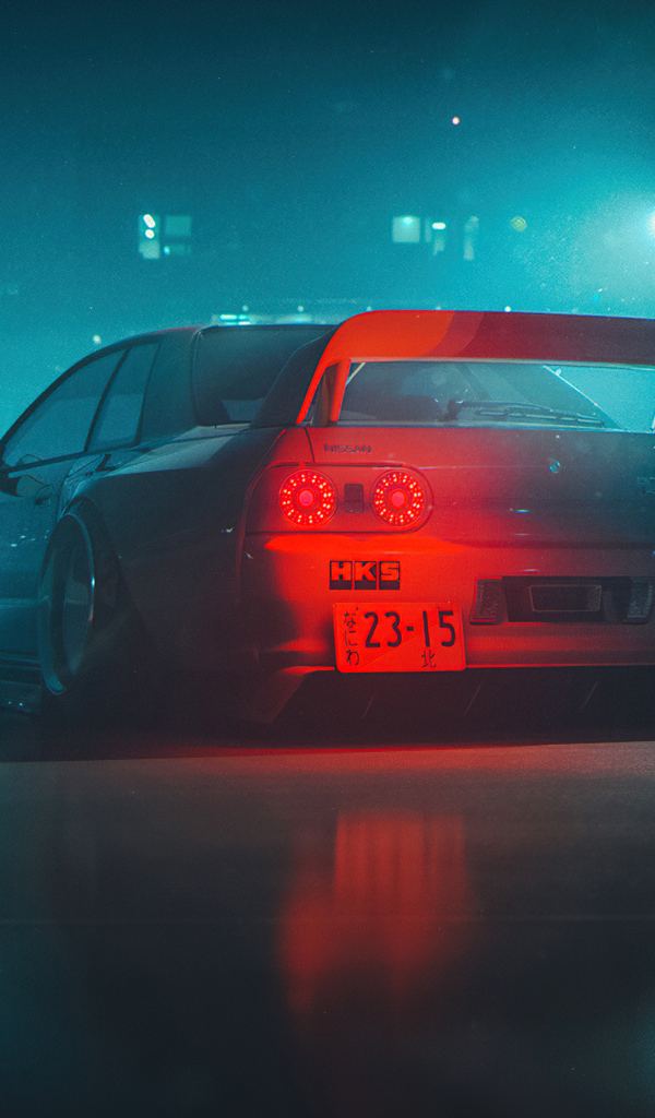 Вид сзади на автомобиль Nissan Skyline GTR R32