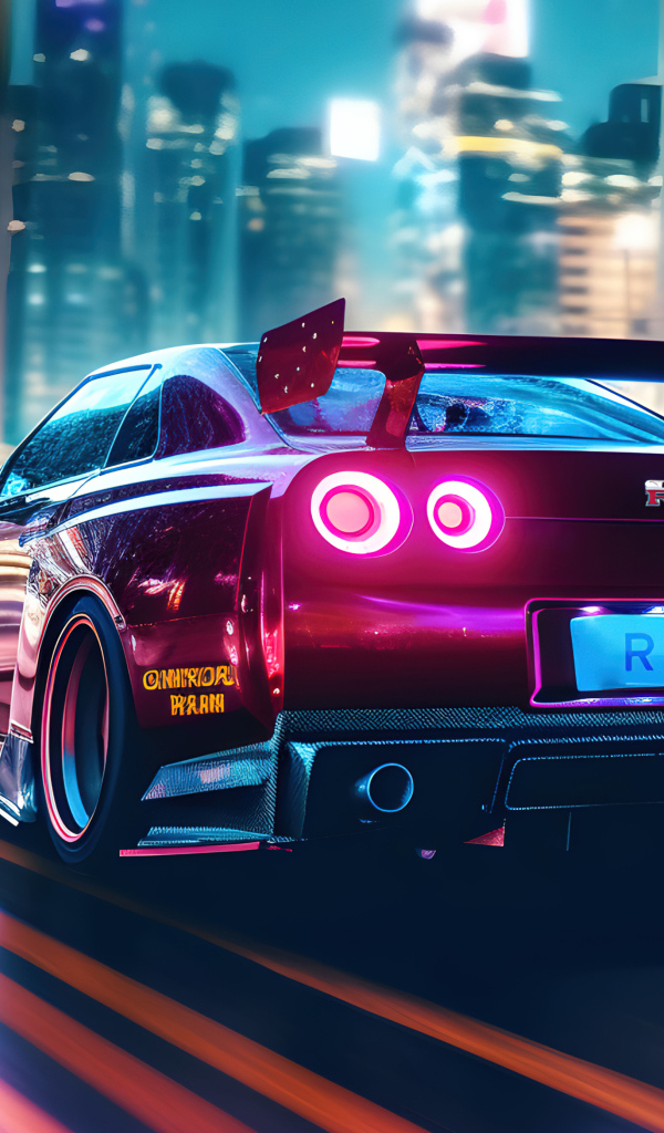 Вид сзади на автомобиль Nissan Skyline R34