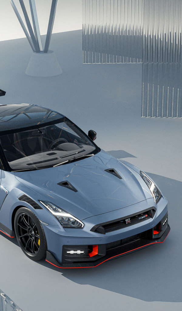 Вид сверху на автомобиль Nissan GT-R Nismo