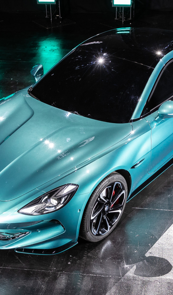 Голубой автомобиль MG Cyber GTS Concept 2024 года