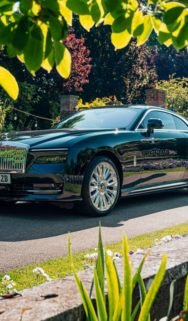 Черный Rolls-Royce Spectre на дороге