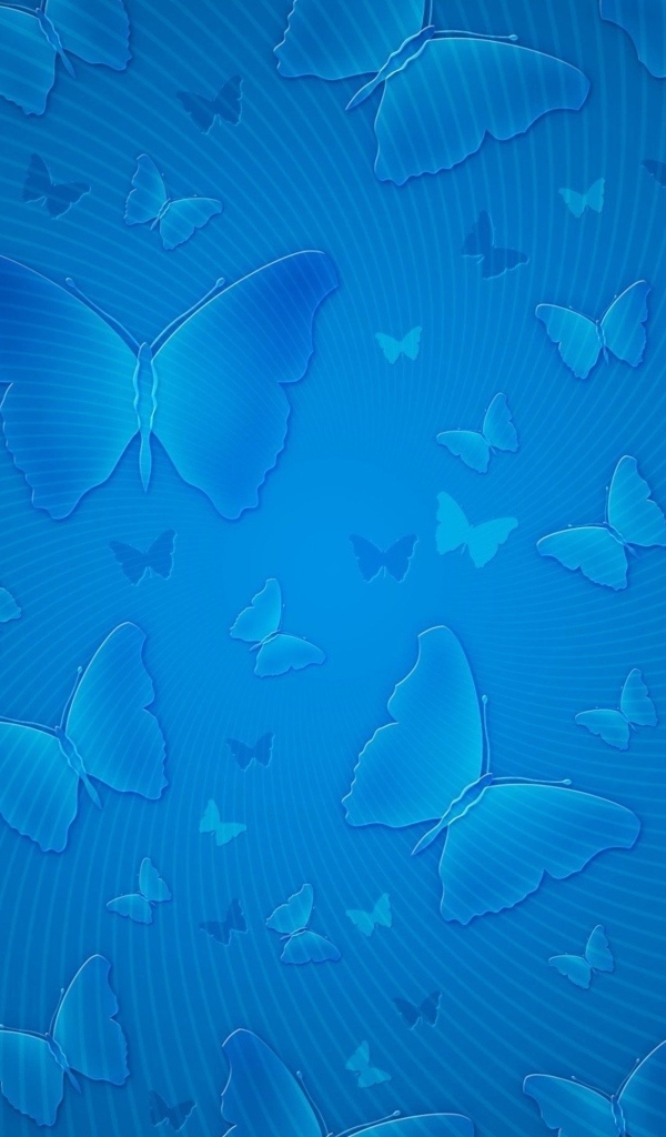 Голубой фон с нарисованными бабочками