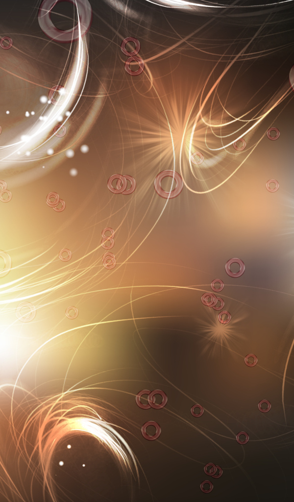 Круги и яркие вспышки на коричневом фоне