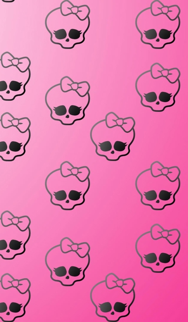 Черепа с бантами на розовом фоне