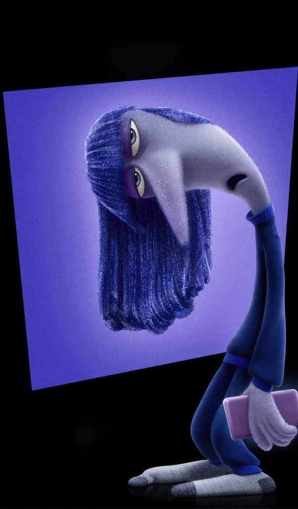 Персонаж Хандра нового мультфильма Головоломка 2 на черном фоне, 2024